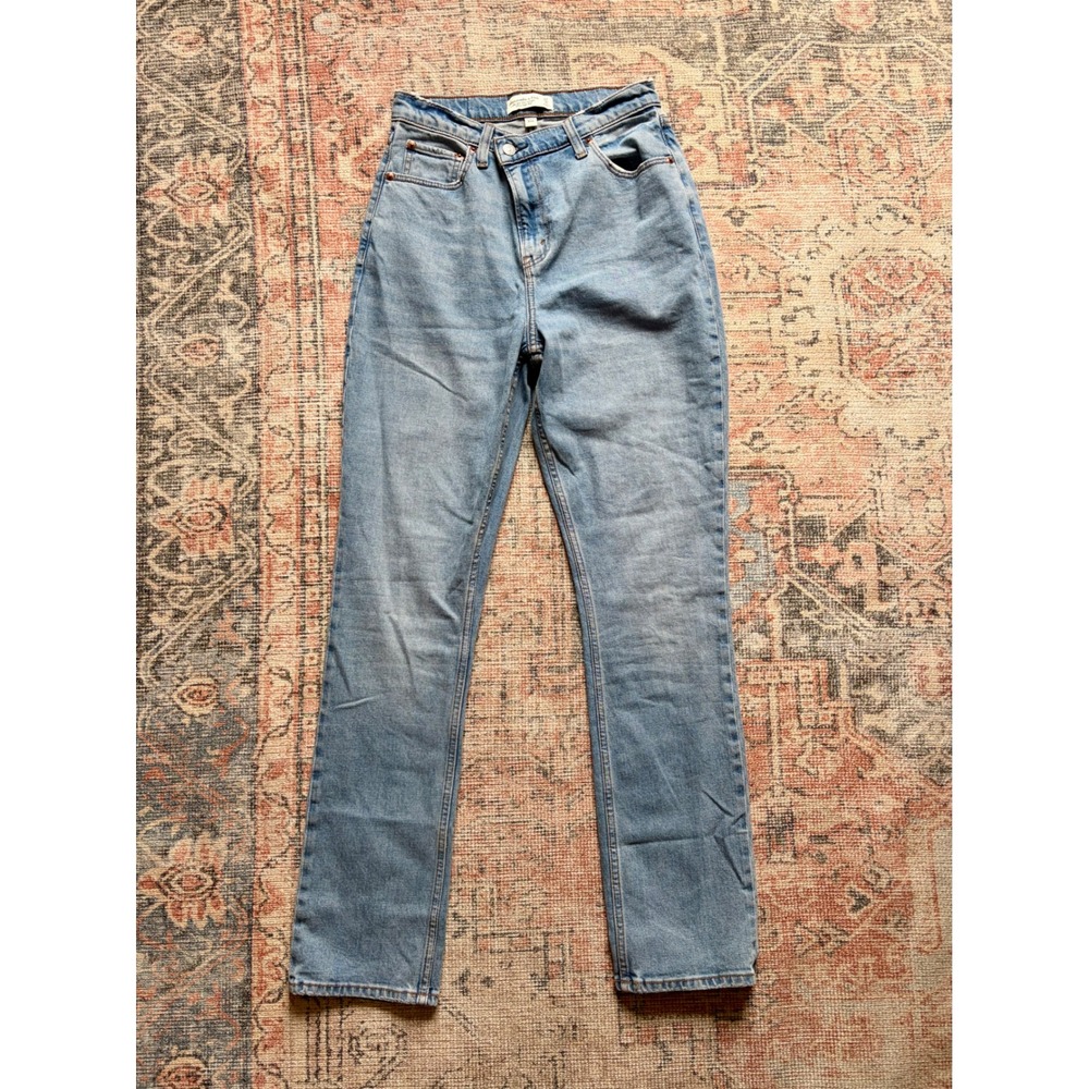 Abercrombie & Fitch Curve Love 90s Slim Straight Crossover Jeans Blue 27 4R